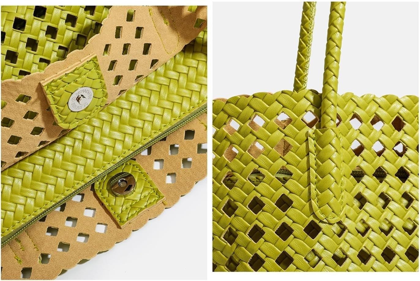 GRPKSSIB Woven Handbags for Women Summer Beach Tote Bag Small Y2K Shoulder bag Handmade Woven Top Handle