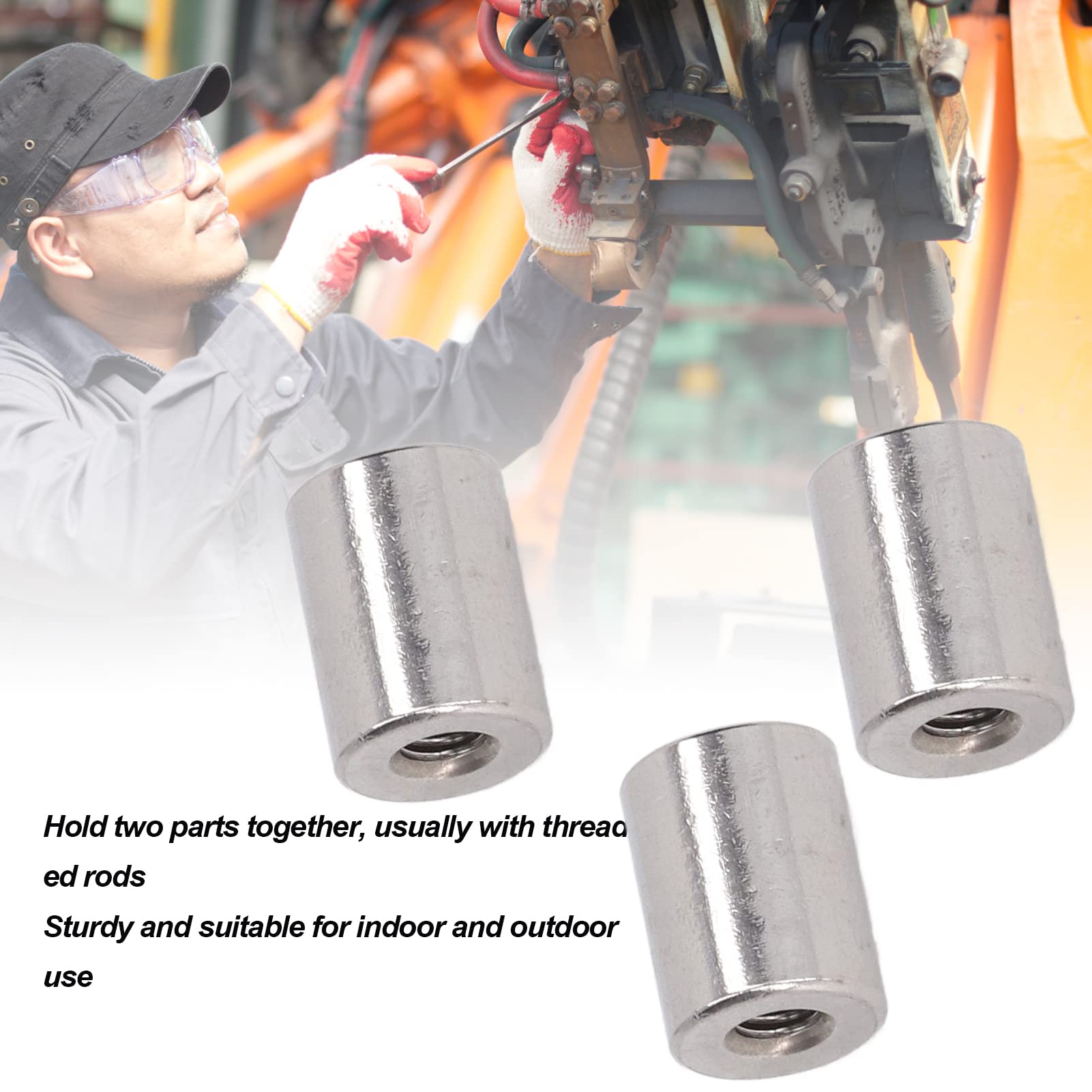 Round Rod Coupling Nut 304 Stainless Steel Coupling Nut, M5x0.8 12 L16mm, 20Pcs for Home Maintenance and Mechanical Use - Image 2