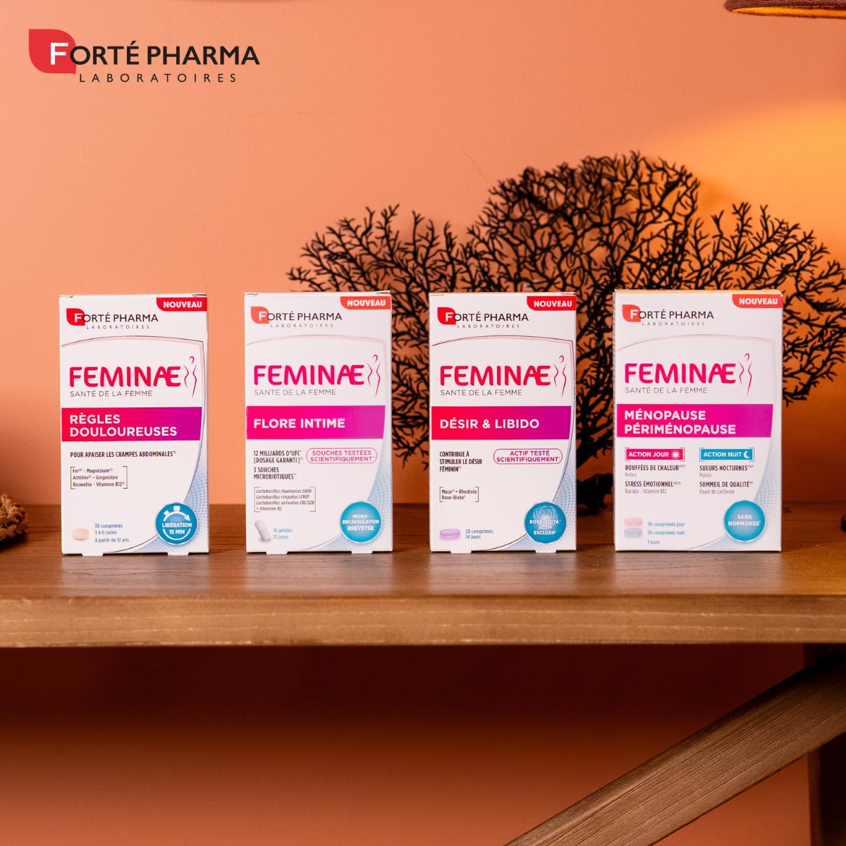 Forté Pharma - Feminae Désir & Libido - Bien etre femme, Libido femme, Fatigue, Régulation hormonale - MACA, Rose biota, Rhodiola, Vitamines - 28 comprimés, 2/jour