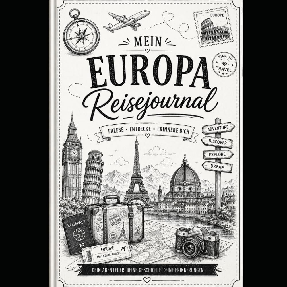 Mein Europa Reisejournal: Reisetagebuch, Reiseplaner und Erinnerungsbuch für unvergessliche Abenteuer durch Europa