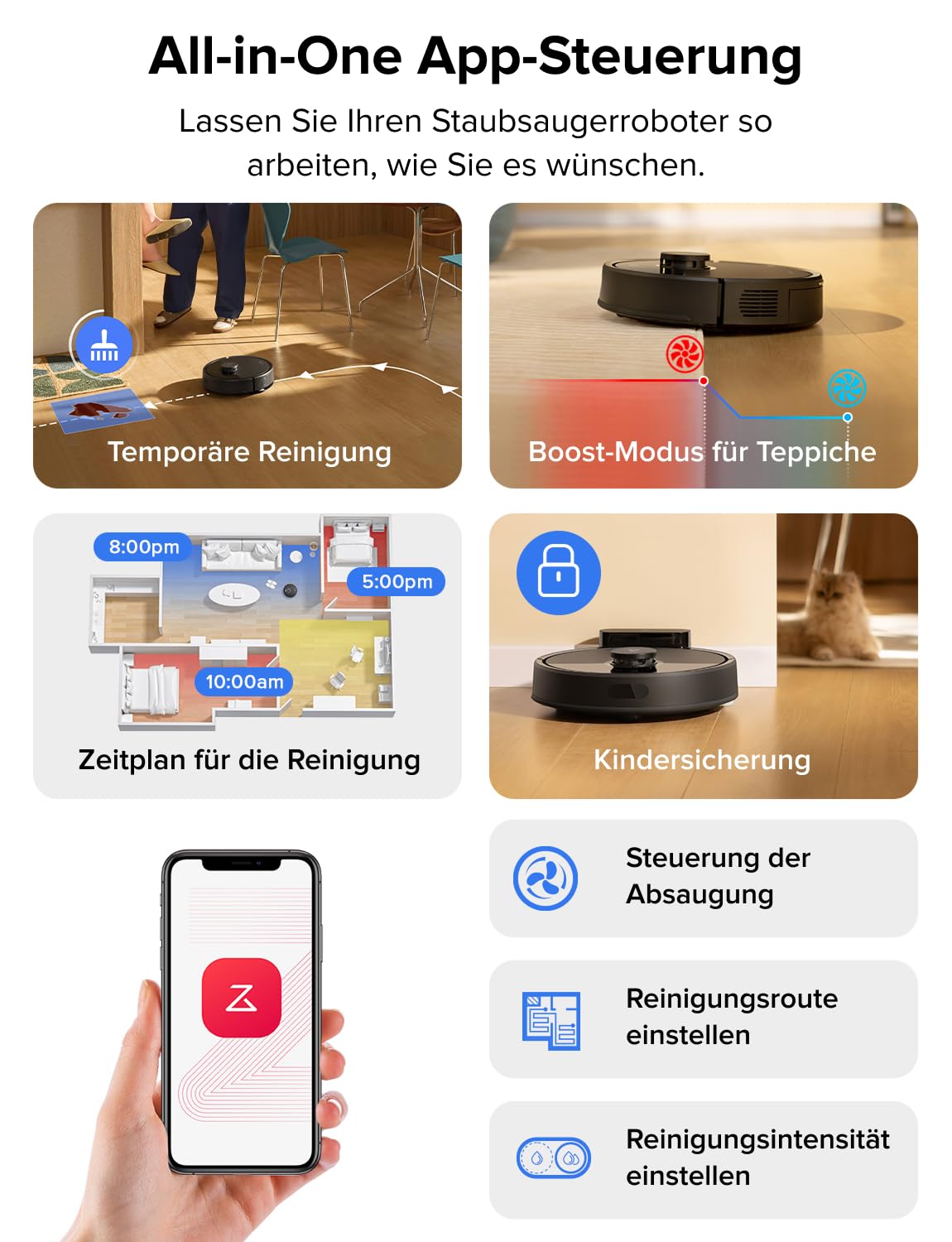 roborock Q7 L5 Saugroboter, Dual Anti-Tangle System, 8.000 Pa HyperForce Saugkraft, Präzise Navigation, Smart No-Go Zone, Einstiegsleistung, Perfekt für Haustierbesitzer (Schwarz)