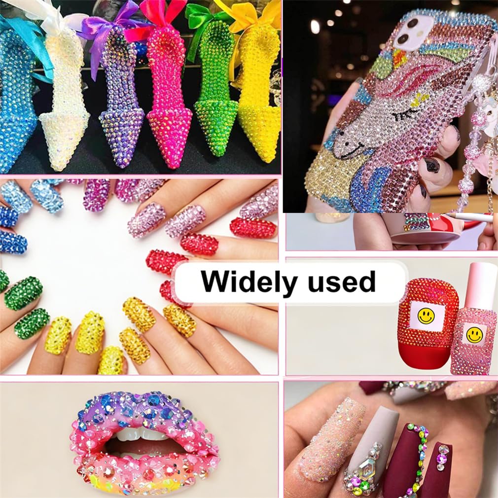 Kit Di Strass Piatti In Resina Mista Da 3 Mm, Strass In Cristallo Gelatinoso Con Colla, Penna, Pinzetta, Per Lavori Fai Da Te, Nail Art, Abbigliamento, Decorazioni Per Telefoni (40 colours)