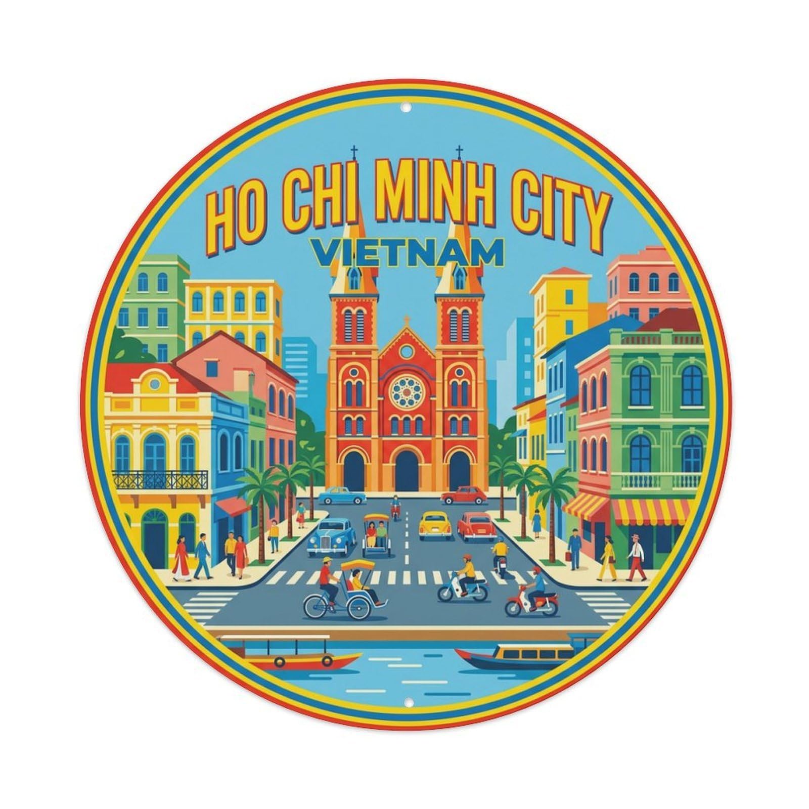 Retro Vietnam Travel Ho Chi Minh City Metal Tin Sign