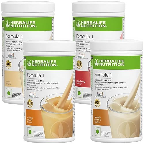 Herbalife Mezcla de batido nutricional de fórmula 1, paquete de 4, 17.64 oz cada uno, Herbalife Shake, proteína Herbalife en polvo, reemplazo de