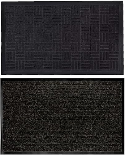 Gorilla Grip Felpudo y protector comercial, tapete de puerta de 23 x 35 pulgadas, resistente a la decoloración, tapetes de bienvenida en tamaño 29 x
