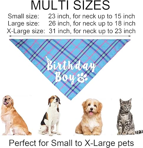 Miniatura 8 de Bandana de cumpleaños para perro, bandana de cumpleaños de varios tamaños para perros, bandana de cumpleaños para perros medianos y grandes mascotas