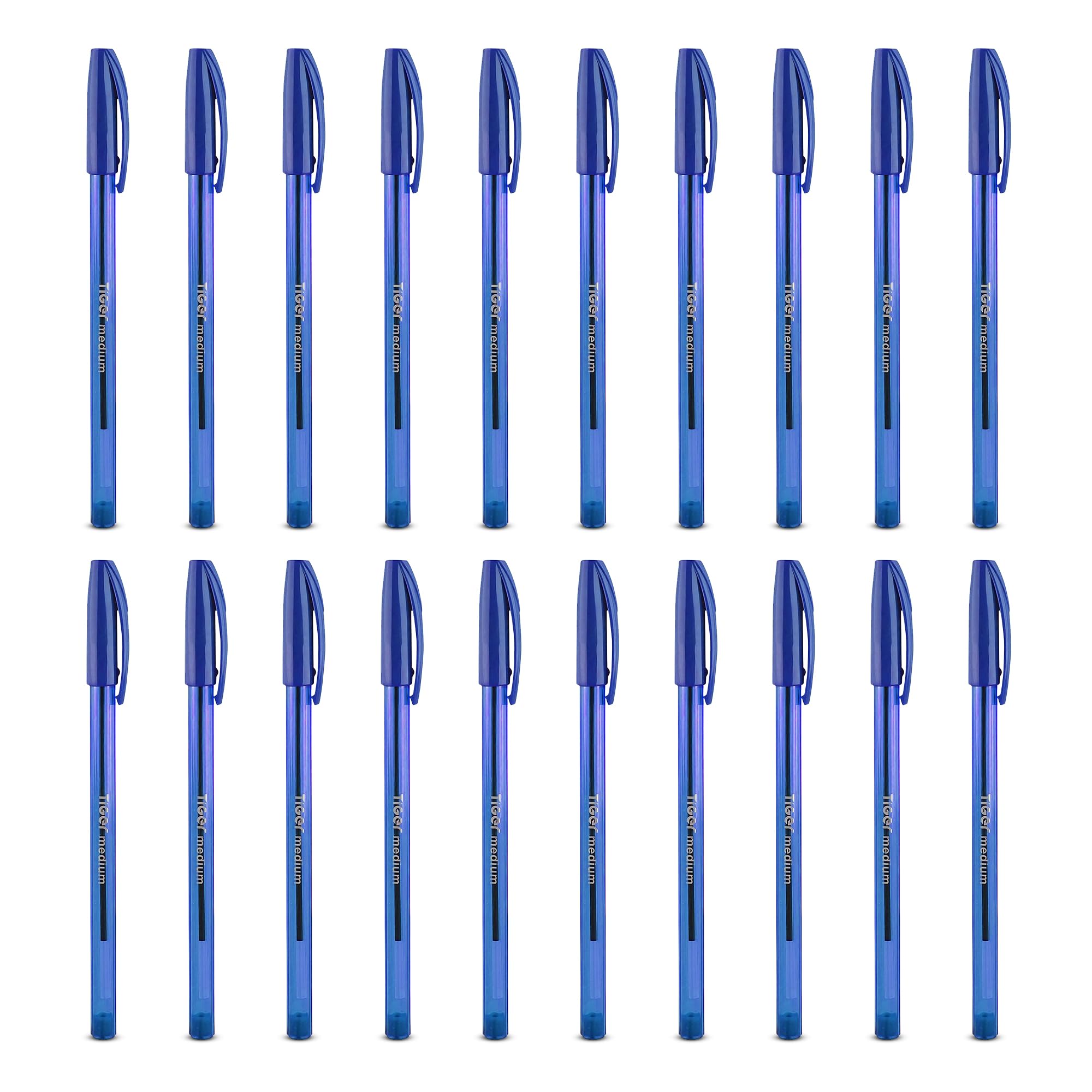 Lotus Coloured Ink Medium Point Nib Ultra Glide Smooth Ink Precision Ballpoint Pens (Blue, 20 Pack)