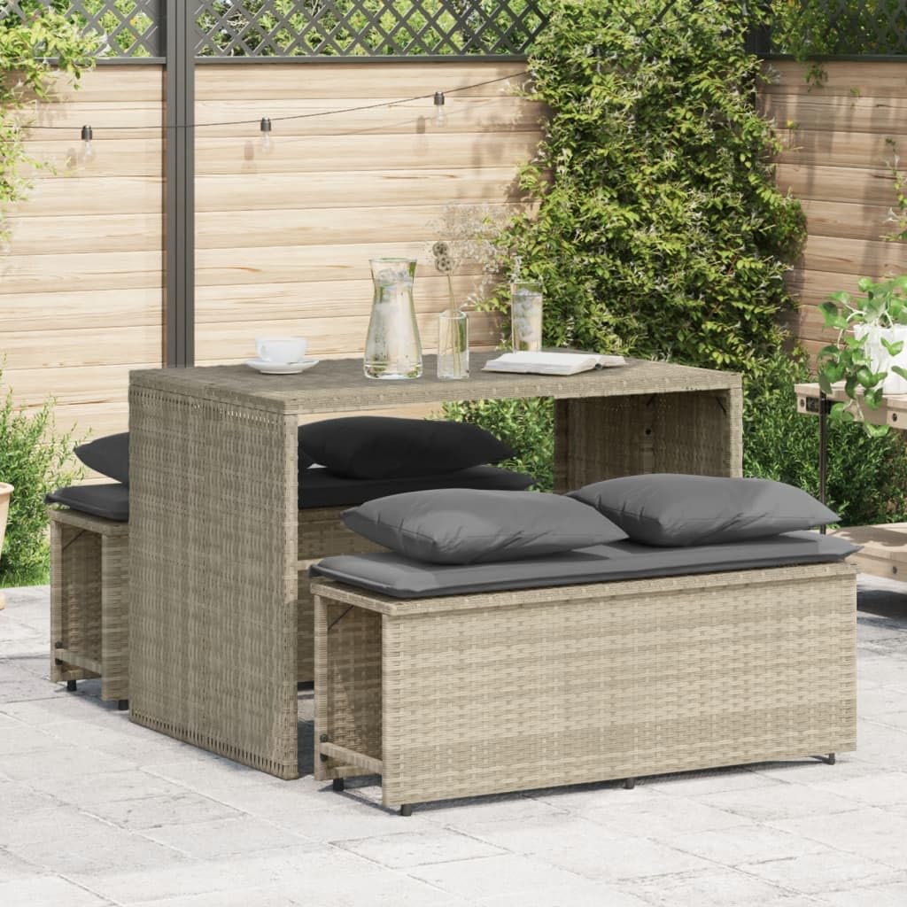 Salon de jardin 3 pièces en polyrotin idéal pour les petits espaces extérieurs