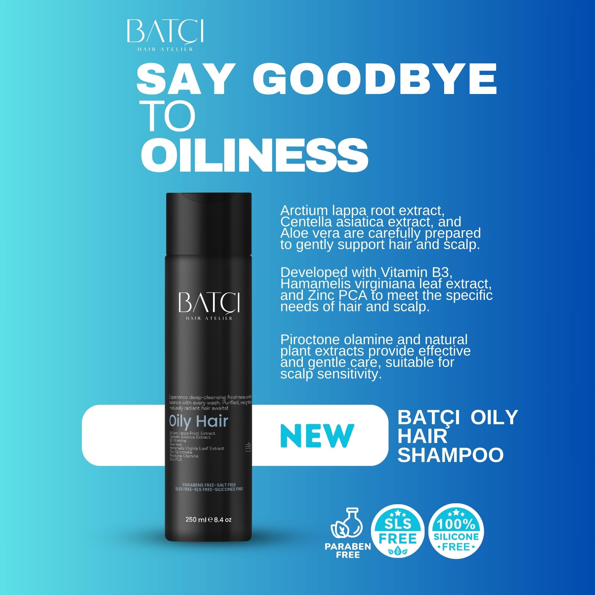 BATCI Hair Atelier Oil-Control Sulfate-Free Shampoo for Oily Hair 8.4 oz 250 ml - Image 2