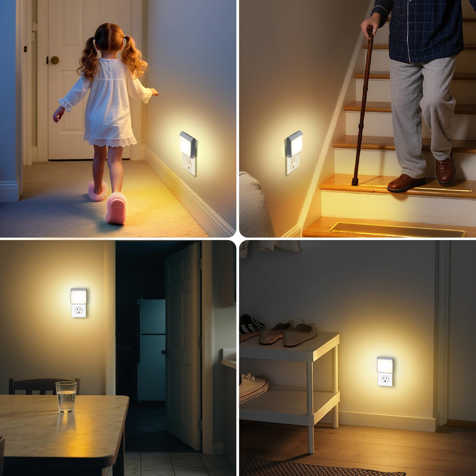 6-Pack Dimmable LED Night Lights Plug into Wall with Dusk to Dawn Sensor 2 Color in 1 Plug — view 6