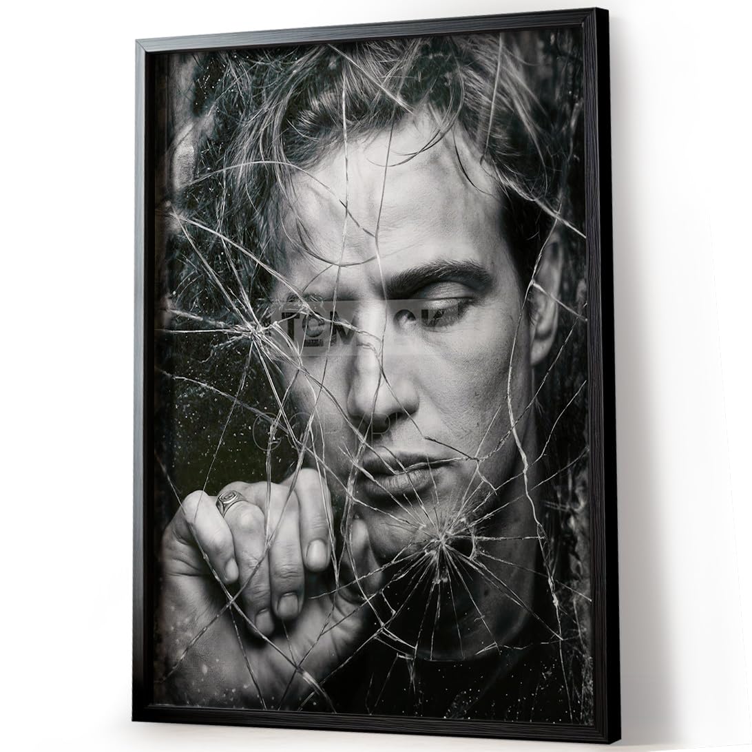 Tomaok® - Plakat artystyczny plakat (Ramka nie wchodzi w zakres dostawy) Marlon Brando w czerni i bieli, portret legendy dramatu, gwiazda fotografii deco