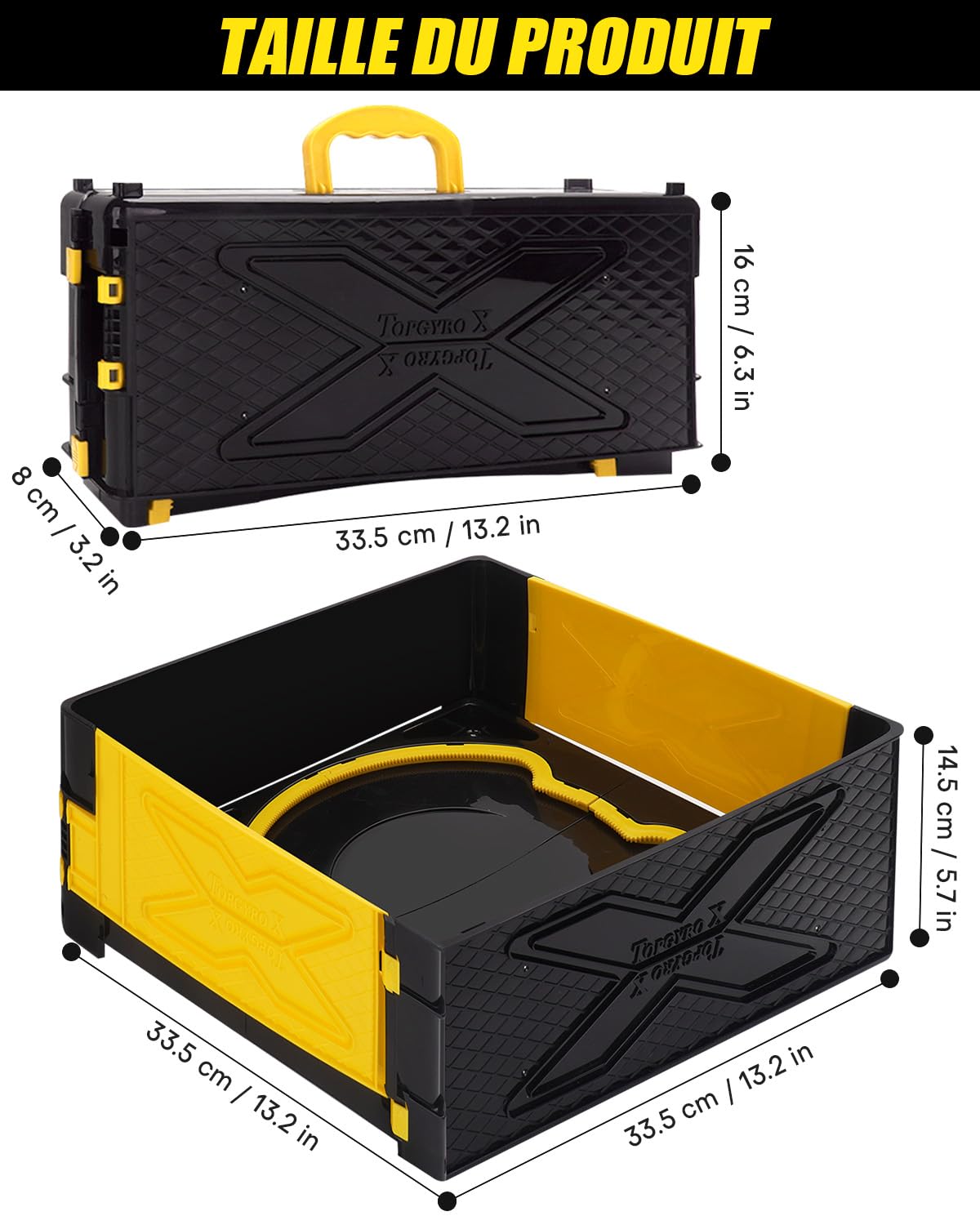 Arène Pliable X avec Poignée, Stade de Combat Jaune Compatible avec X Gyro Tops & Lanceurs. Jouet de Voyage pour Enfants dès 6 Ans