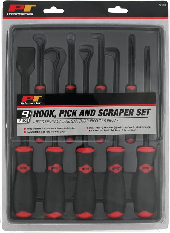 Performance Tool W948 9-Piece Hook, Pick and Scraper Set