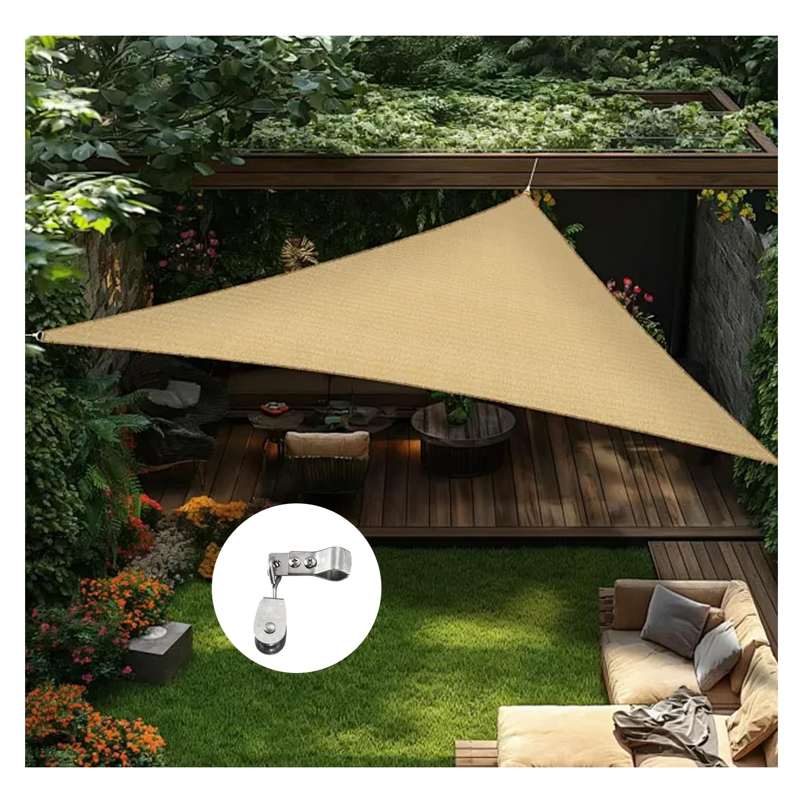 de polea de vela con abrazaderas de montaje, Juego de polea y abrazadera de acero inoxidable 304 resistente,kit de herrajes para instalación de toldo de patio al aire libre, 10 piezas