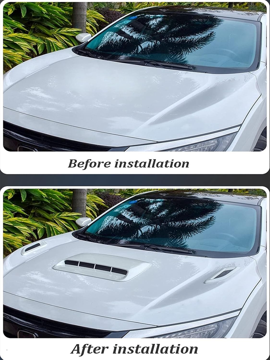 Hood Scoops White Car Air Flow Intake Scoop Car Decorative Air Flow Intake, Air Flow Hood Scoop ABS Universal Car DIY Stickers (Color : Style 2)
