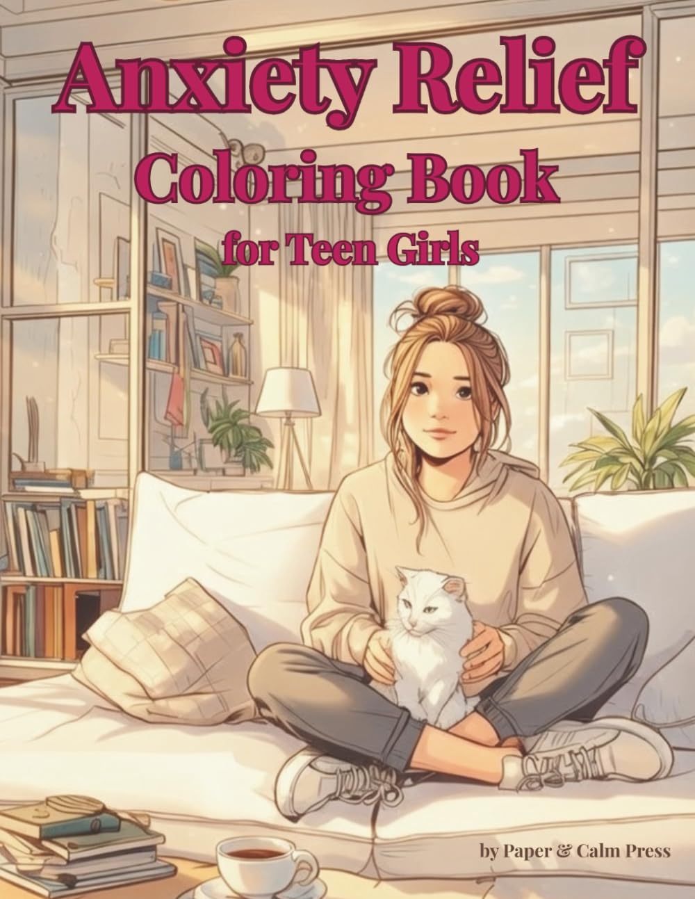 Anxiety Relief Coloring Book for Teen Girls: Cozy Bedroom Vibes & Lo-fi Aesthetic Pages for Stress Relief