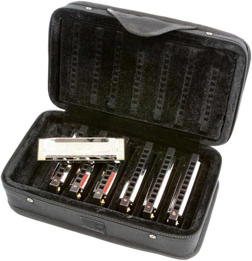 "Hot House Blues" Harmonica Set, 7 Keys with Deluxe Zippered Case