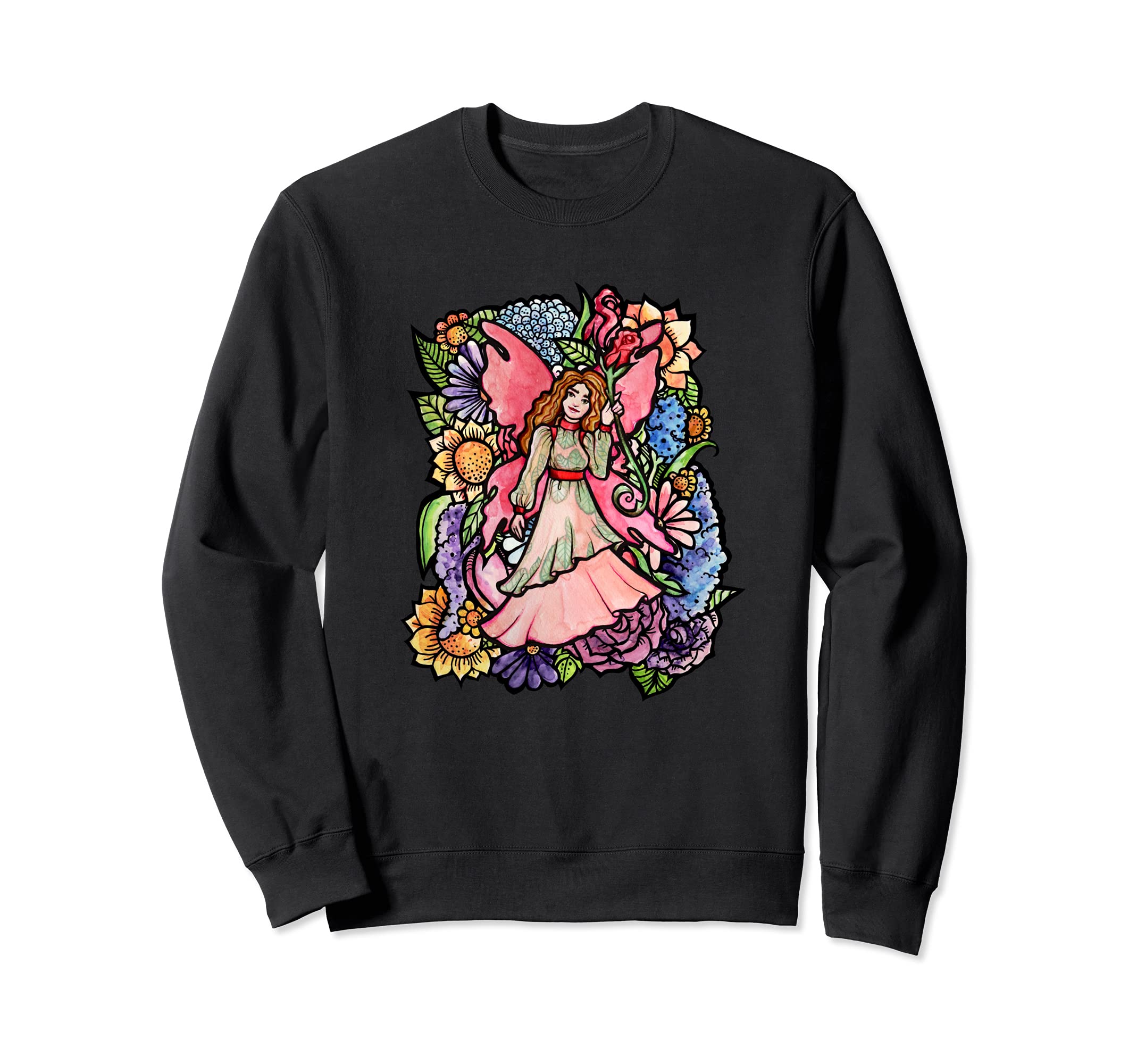 Garden Fairy Faerie Garden Sweatshirt, Black