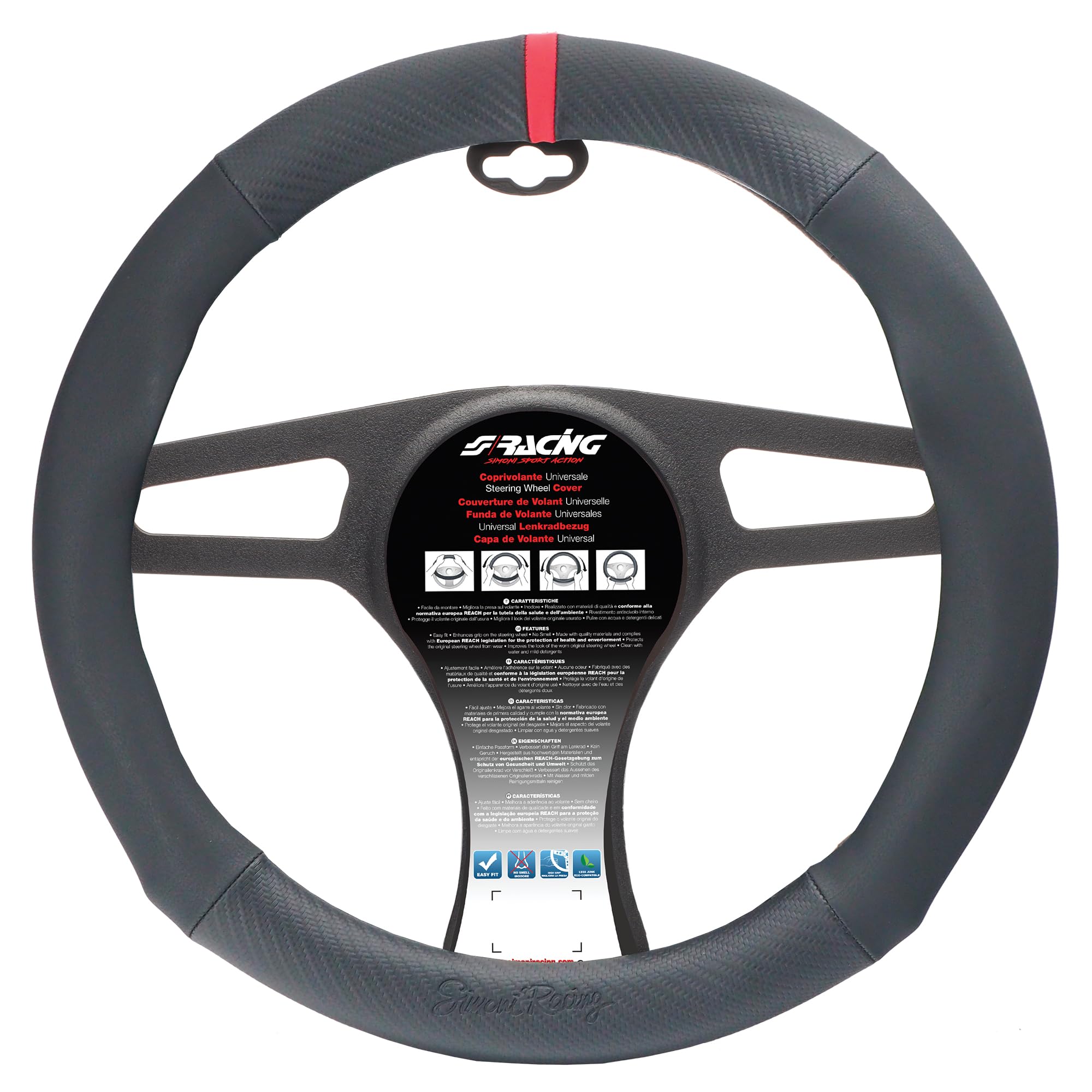SIMONI RACING CVT/72 Universal Race Carbon Look Steering Wheel Cover