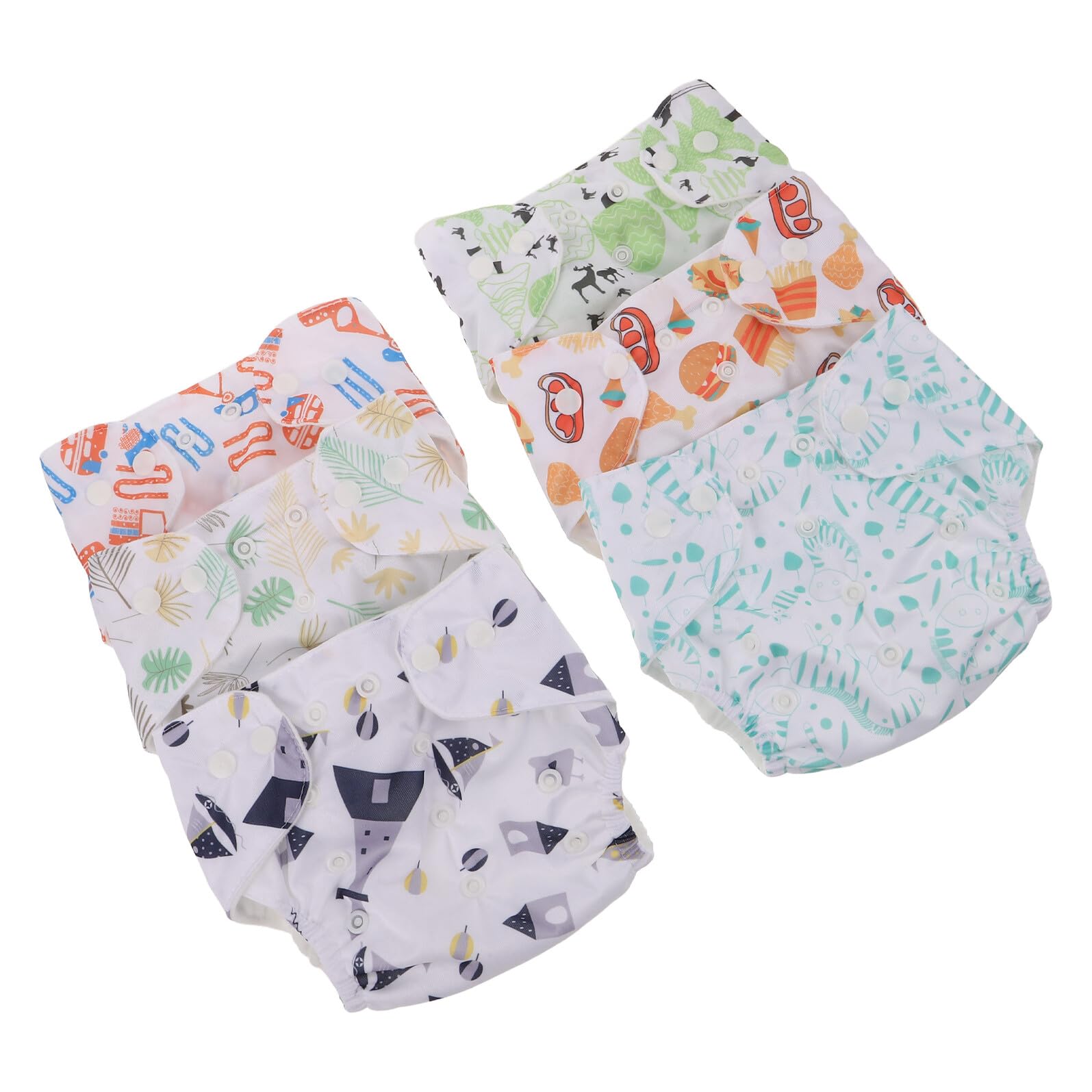 Pañales Reutilizables para Ñiño con Broches Ajustables, 6 Piezas Estampadas de Dibujos Animados, Absorbentes y Lavables, Pantalones de Entrenamiento para Ir al Baño, Talla