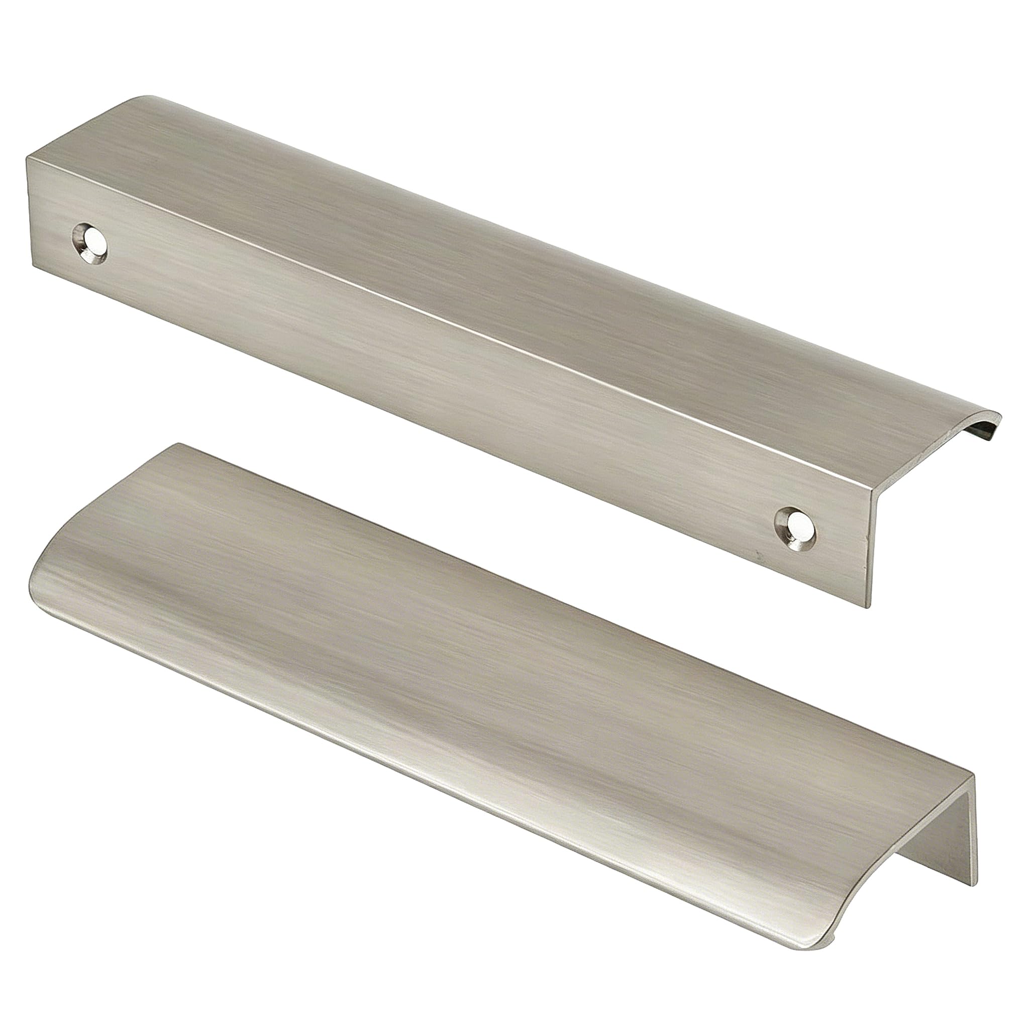 LC LICTOP 5.9 Inch Curved Edge Finger Pulls 10Pcs, 5.04 Inch Hole Spacing, Nickel Plating Aluminum Alloy Funiture Pull, Back Mount Concealed Handles for Cabinets, Cupboard, Drawer, Dresser, Wardrobe