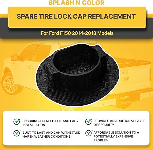 Miniatura 3 de SplashNColor - Tapa de bloqueo de neumático de repuesto para modelos Ford F150 2014-2018  Asegura tu neumático de repuesto  Mantén tu neumático