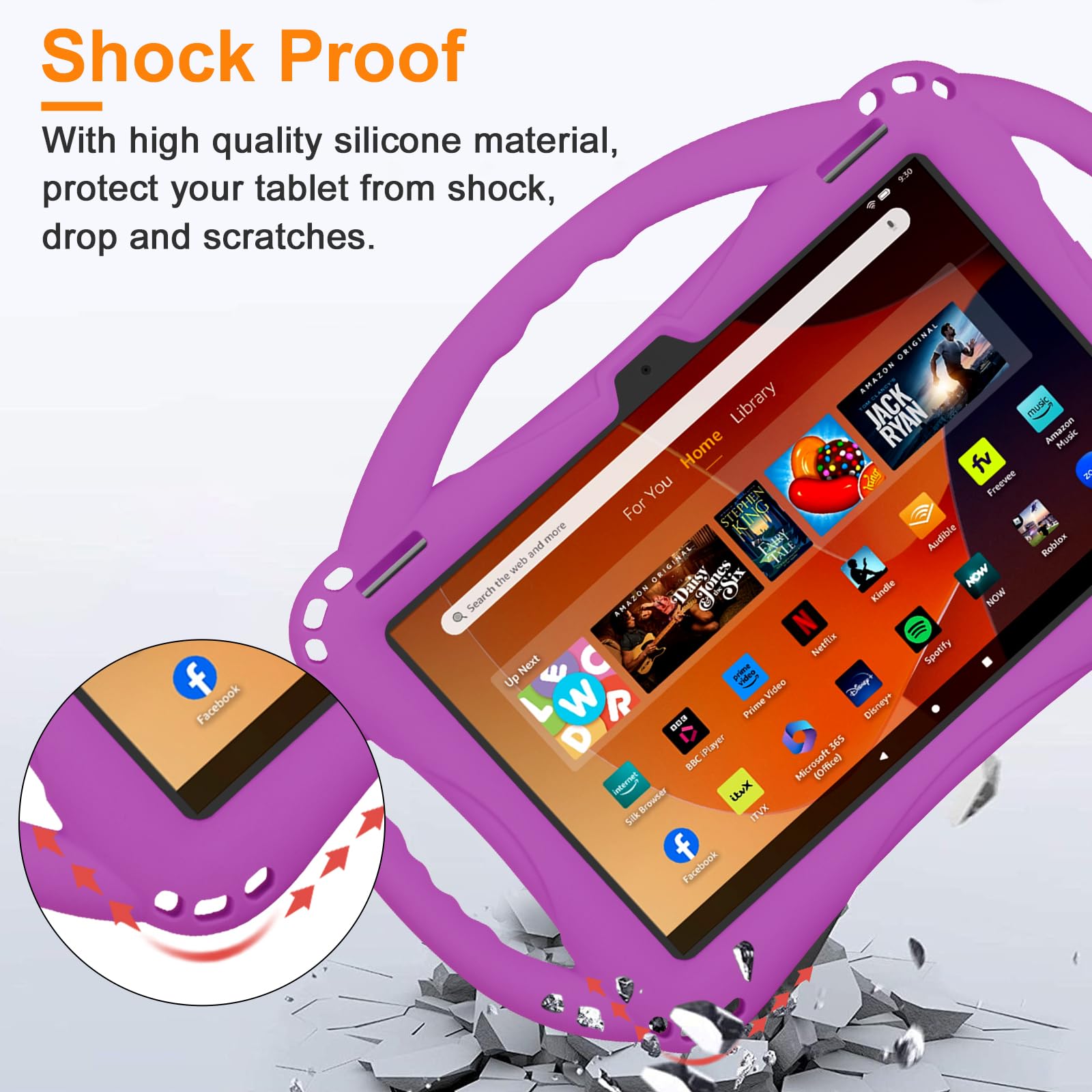TOPESCT Fire HD 10 i Fire HD 10 Plus etui dla dzieci (11. generacja, wersja z 2021/2023) dla dzieci (fioletowe)