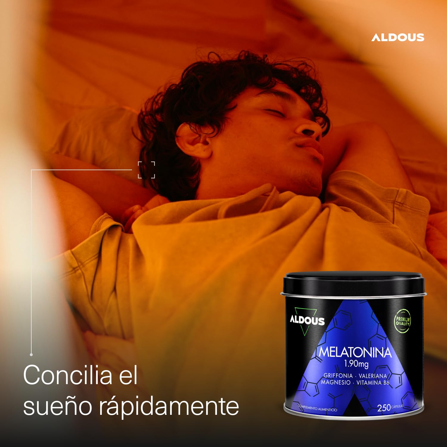 Melatonina Pura 1,9 mg con Magnesio - 250 Cápsulas para +8 meses - Pastillas para dormir bien - Ayuda a conciliar el sueño profundo - Insomnio, Cansancio - Con 5HTP, Valeriana, Vitamina B6 - ALDOUS