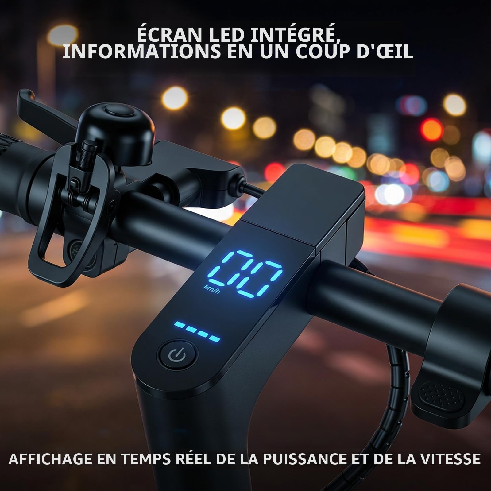 Trottinette électrique Pliable pour Adultes, 8.5"/10" pneus, 4 amortisseurs, portée maximale 30-45 kilomètres, contrôlable par Application
