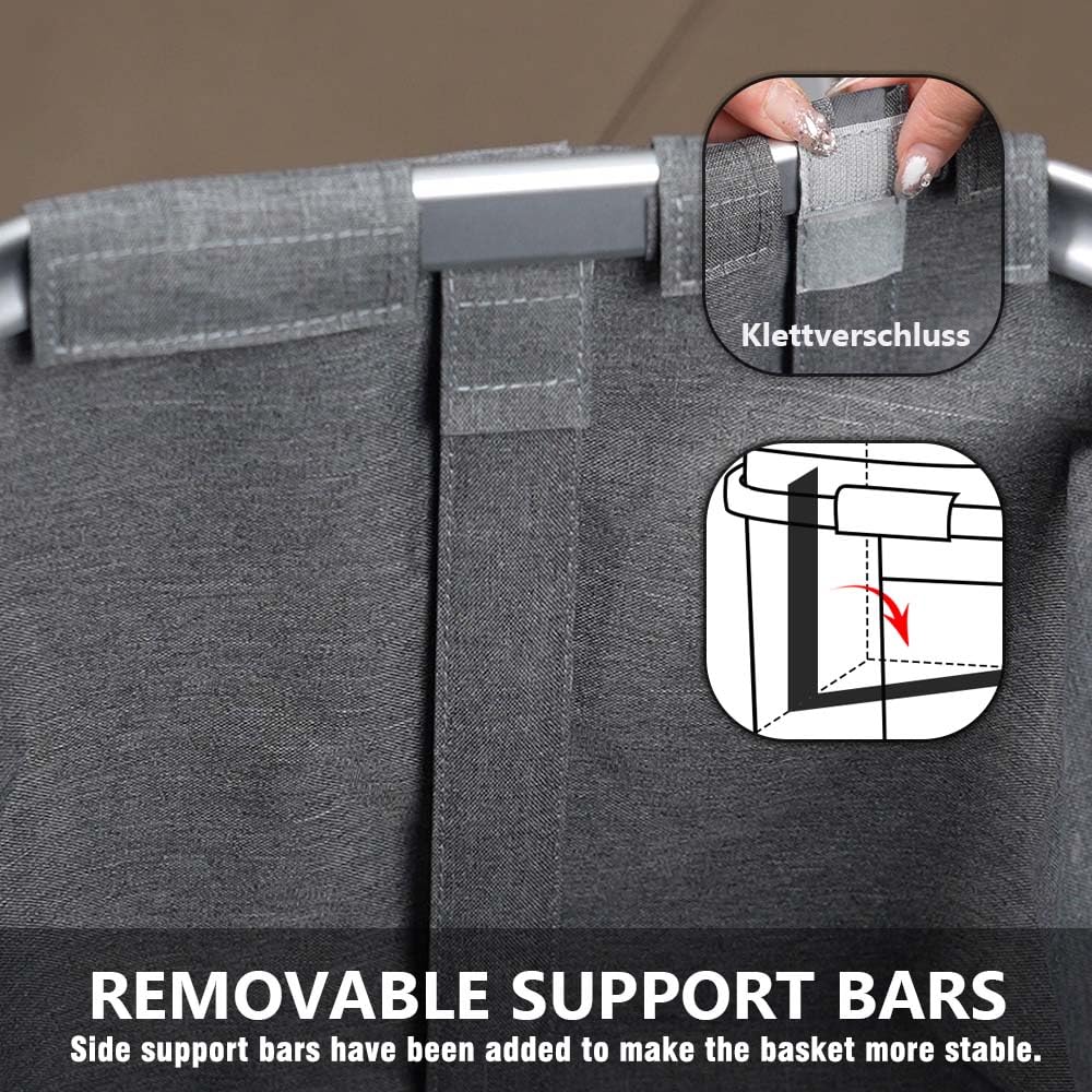 Diurwur® Cesta de la compra plegable de 30 L, con asas acolchadas, con marco de aluminio, ideal para viajes, picnics, compras, regalo