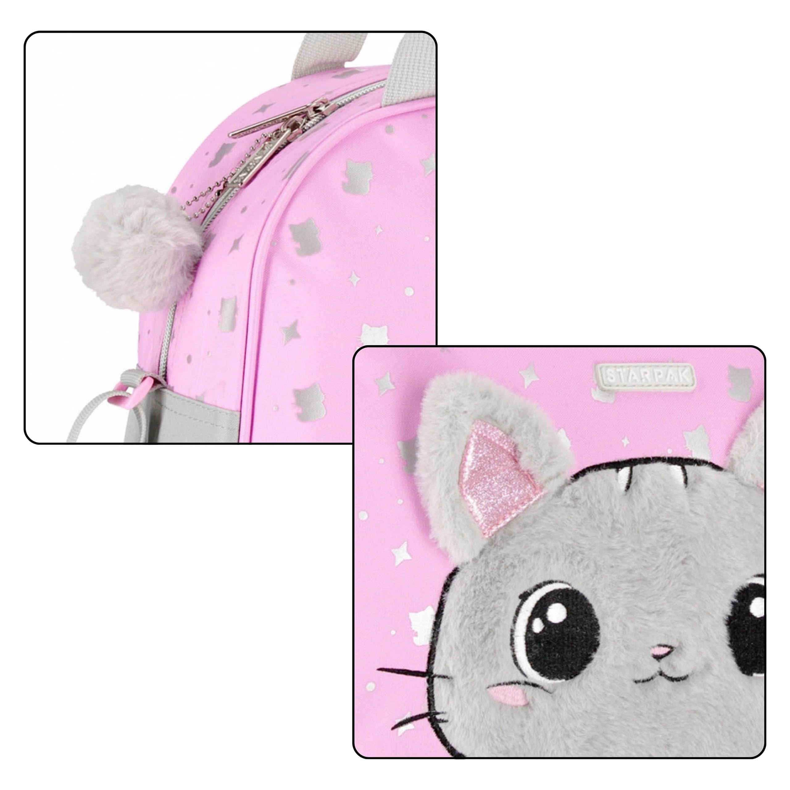 Borsa da viaggio per ragazza gatto, borsa rosa per educazione fisica, viaggio, sportiva, tracolla 39x27x16 cm (Rosa Gattino)