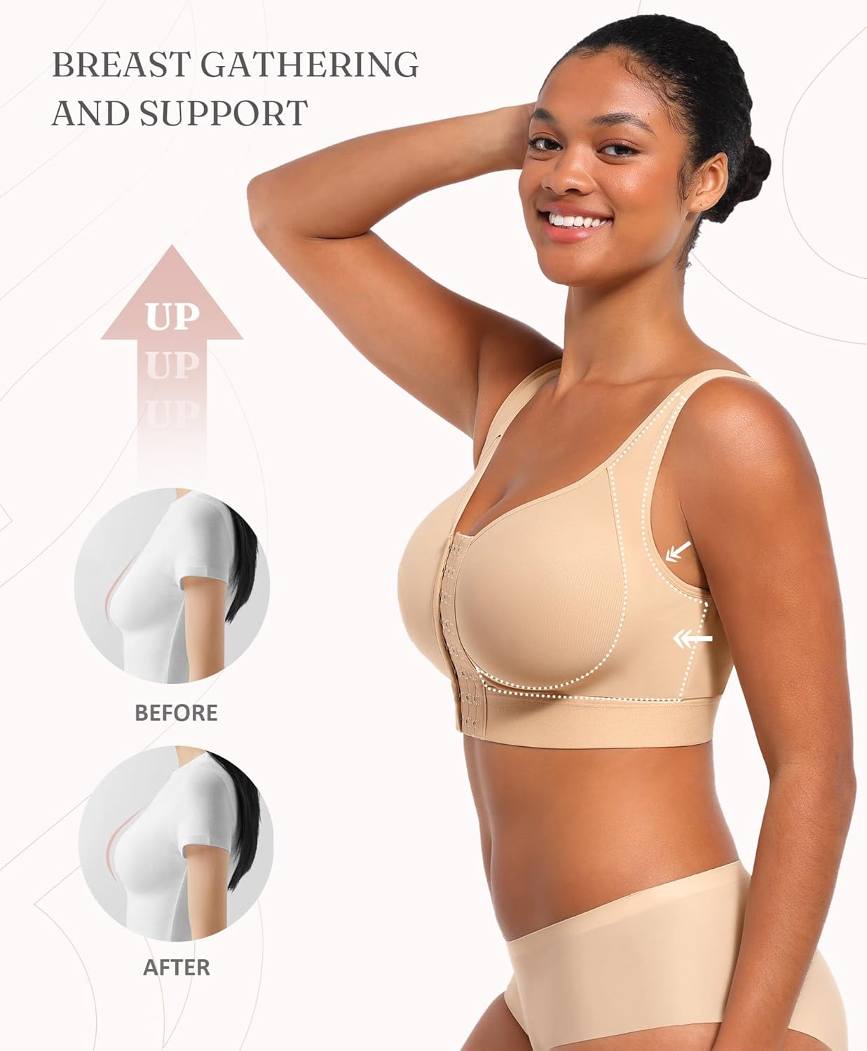 FeelinGirl Post Surgery Bras Front Closure Compression Bra Mastectomy Bras Surgical Wireless with Adjustable Straps - Image 3
