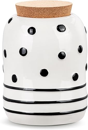 Miniatura 3 de DEMDACO Heartful Home by Tracy Pesche Collection - Tarro de almacenamiento de galletas con diseño de corazón rojo y rayas negras, tamaño mediano,