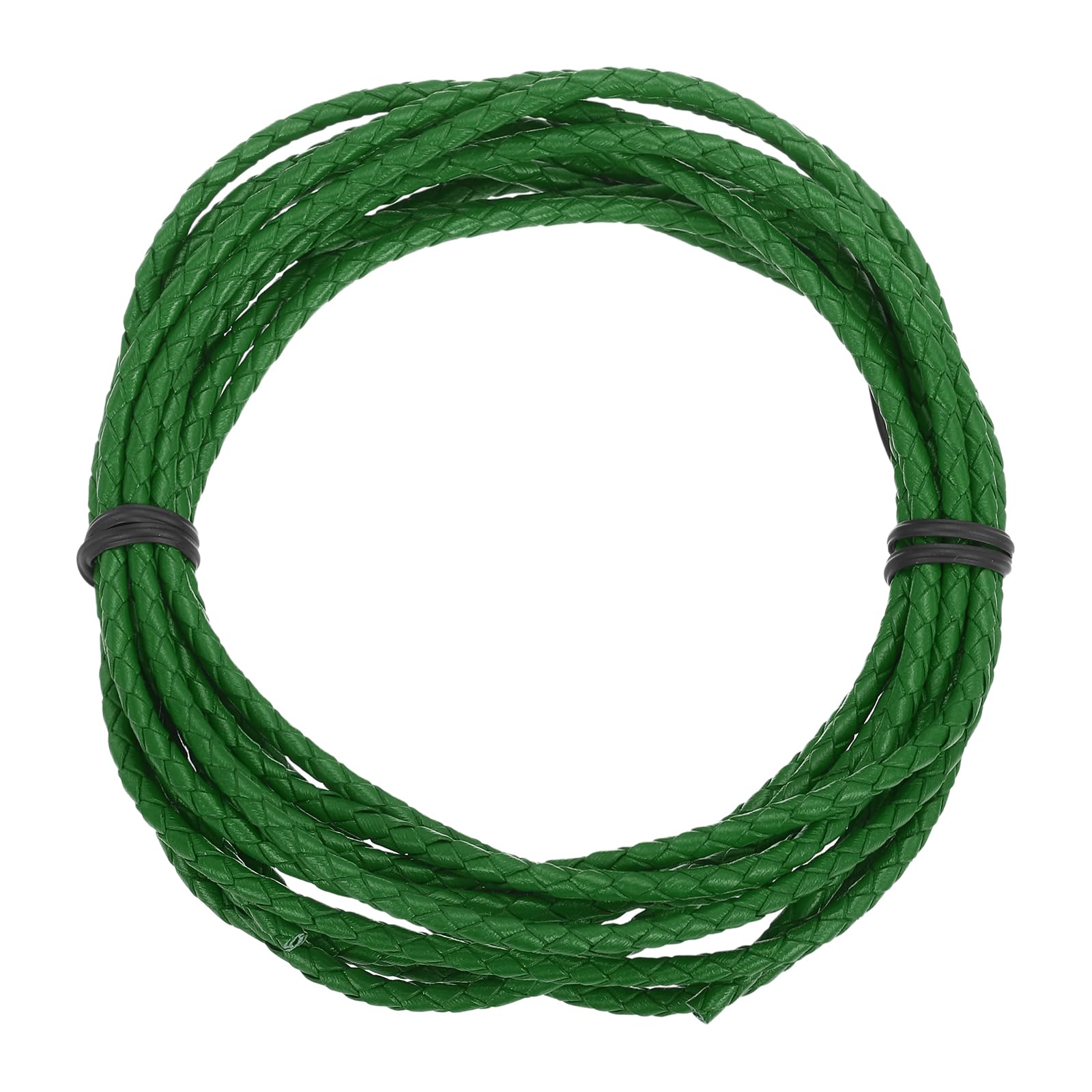sourcing map 3.3 Yards Bolo Tie Cord 4mm Diameter Round Braided Leather Strip 3 Meters Long for Bracelet Necklace Beading, Dark Green