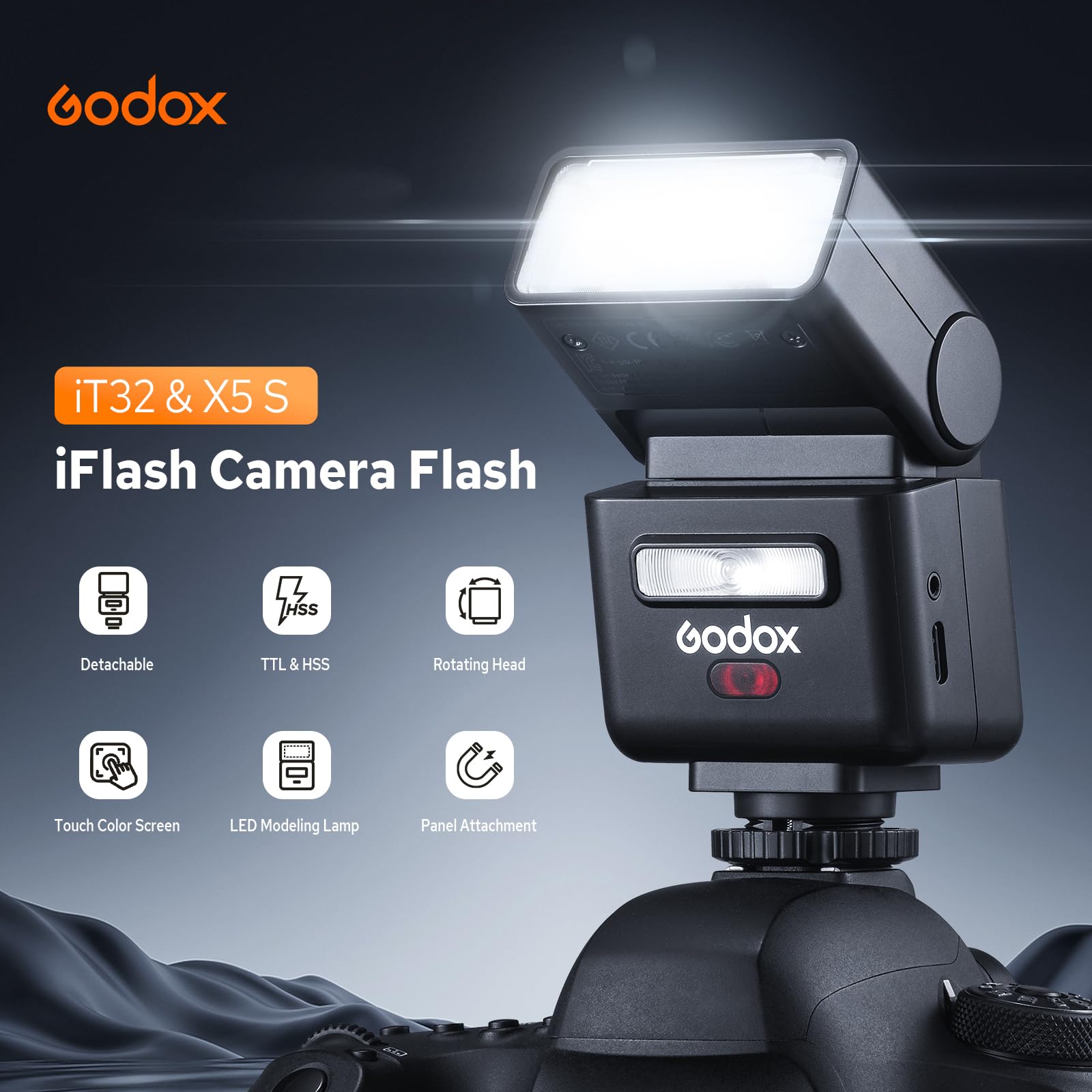 Godox iT32 Flash con X5 S Trigger per Sony, 2.4G Wireless HSS 1/8000s TTL Speedlite iT32 S con ricevitore integrato, batteria al litio e diffusore, slitta a contatto magnetico