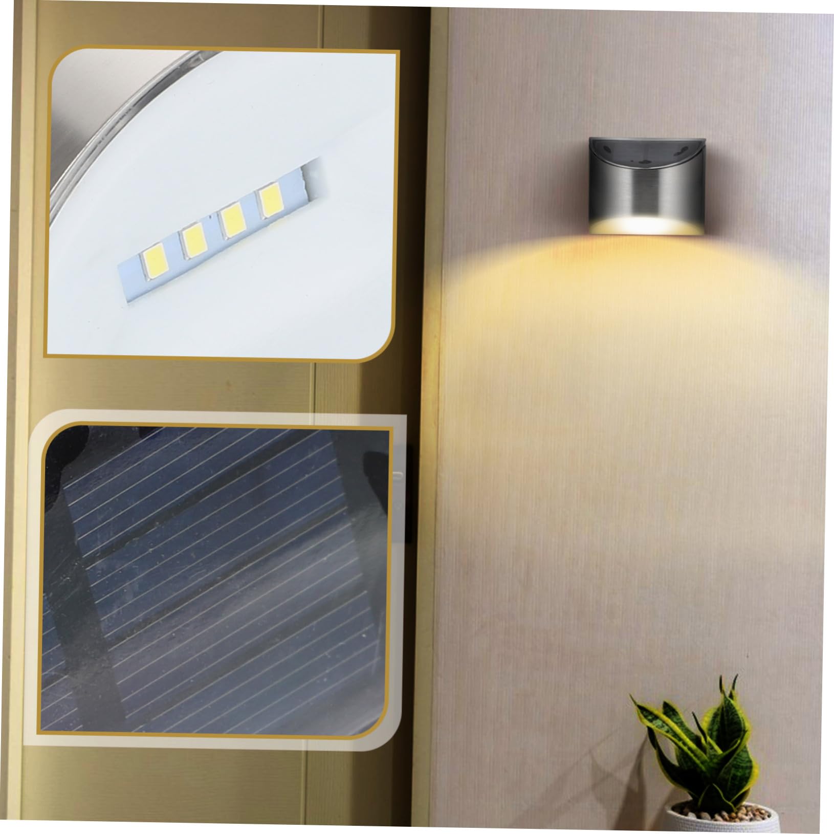 4 Stück Solar Wandleuchten aus Edelstahl Ip55 Solar LED Leuchten für Außenbereich und Hofbeleuchtung Energiesparende Wand Gartenleuchten in Weiß