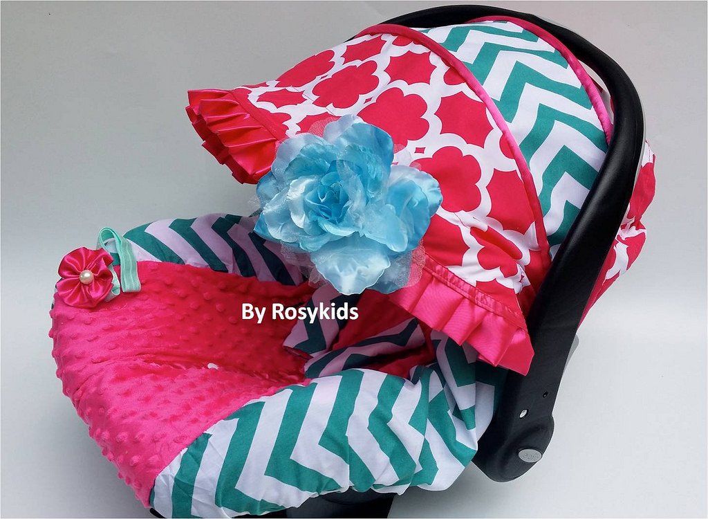 Rosy Kids Infant Carseat Canopy Cover 3 Pc Whole Caboodle Baby Car Seat Cover Kit Cotton C030400