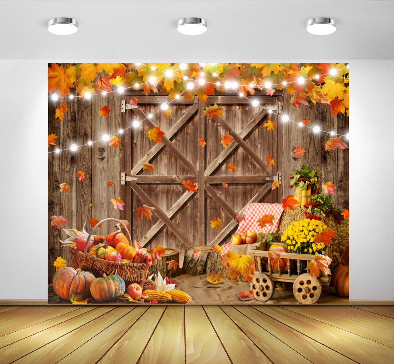 Livucee Fotohintergrund Herbst – 2,4x3 M, Polyester, Rustikales Bauernhof-Design Für Partys & Fotoshootings