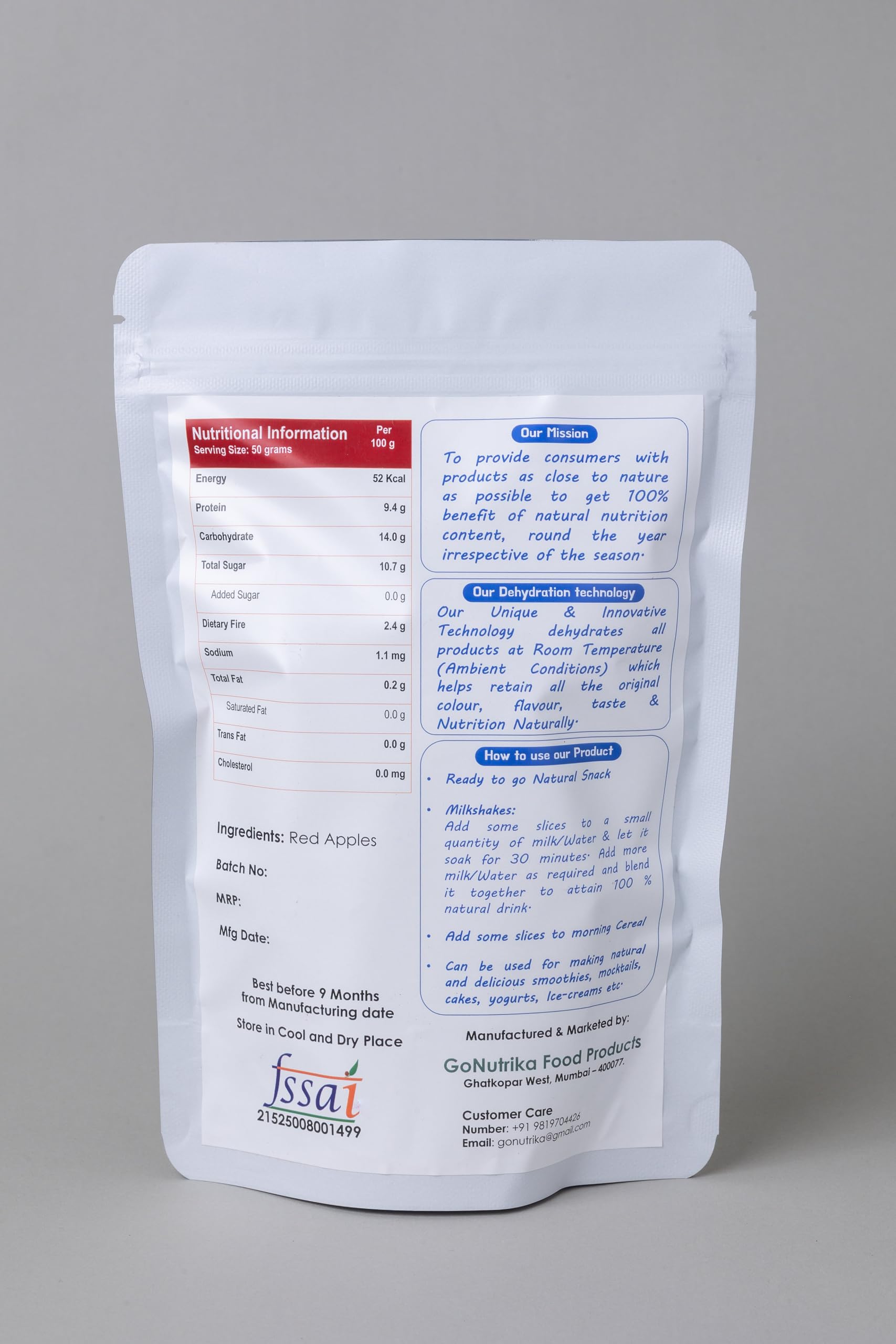 GoNutrika Dehydrated Red Apple Slices, 100% Natural, No Added Sugar, Vegan Friendly, Gluten Free, 50g 1