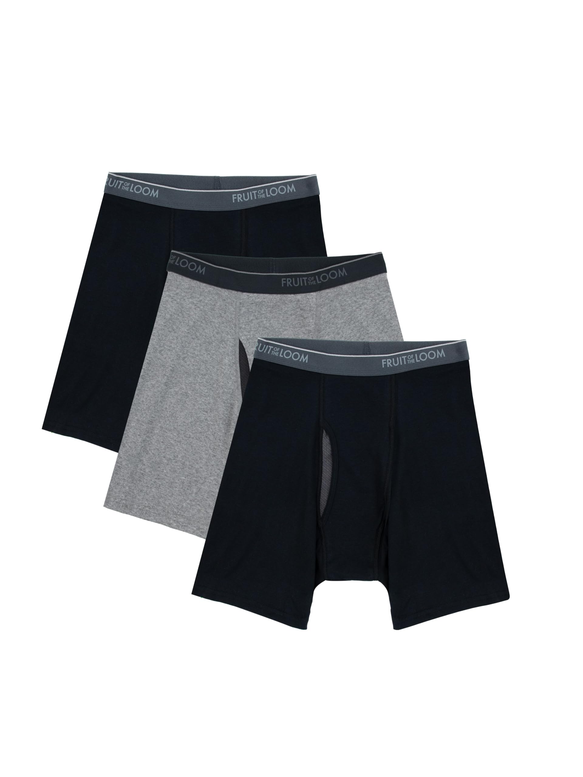 Fruit of The Loom Men's Mens Cotton Black and Grey Boxer BriefsBoxer Briefs