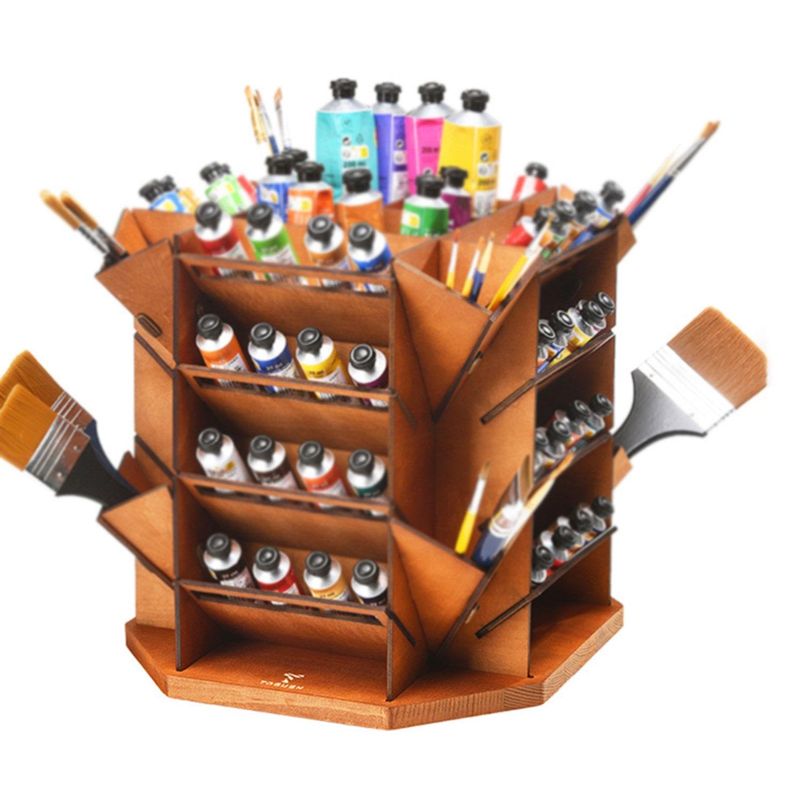 Organizador de Pintura en Miniatura, Soporte para Suministros de, Estante de papelería de Gran Capacidad, Estante de Almacenamiento marrón