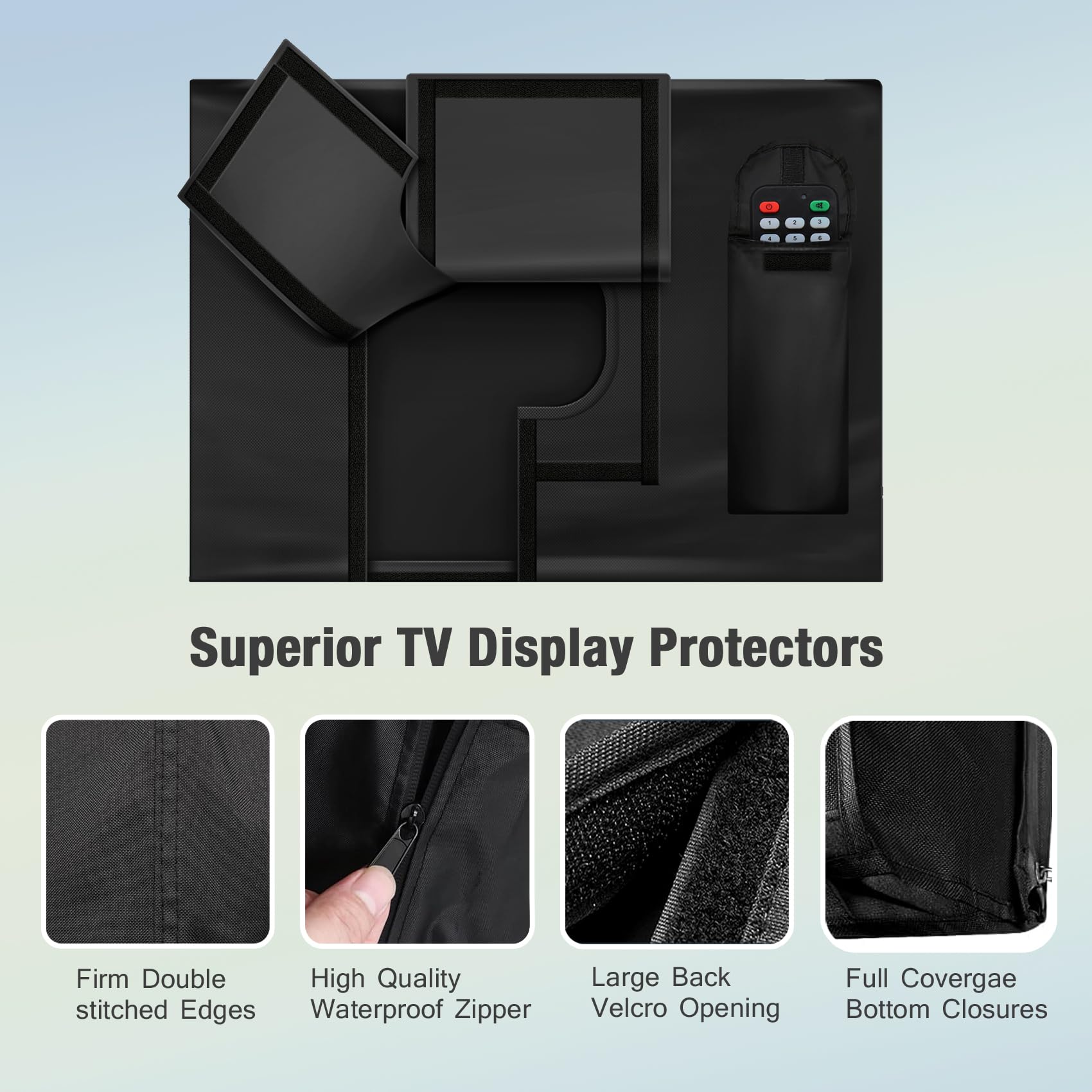 REDRICH Funda de TV 600D resistente para TV de 70 a 75 pulgadas, protectores de pantalla mejorados impermeables y a prueba de polvo con cremallera para exteriores