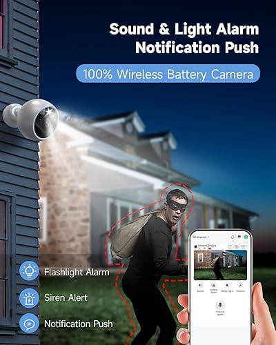 Miniatura 7 de Cámaras de seguridad inalámbricas para exteriores, batería 2K inalámbricas WiFi para seguridad del hogar, detección de movimiento AI, almacenamiento