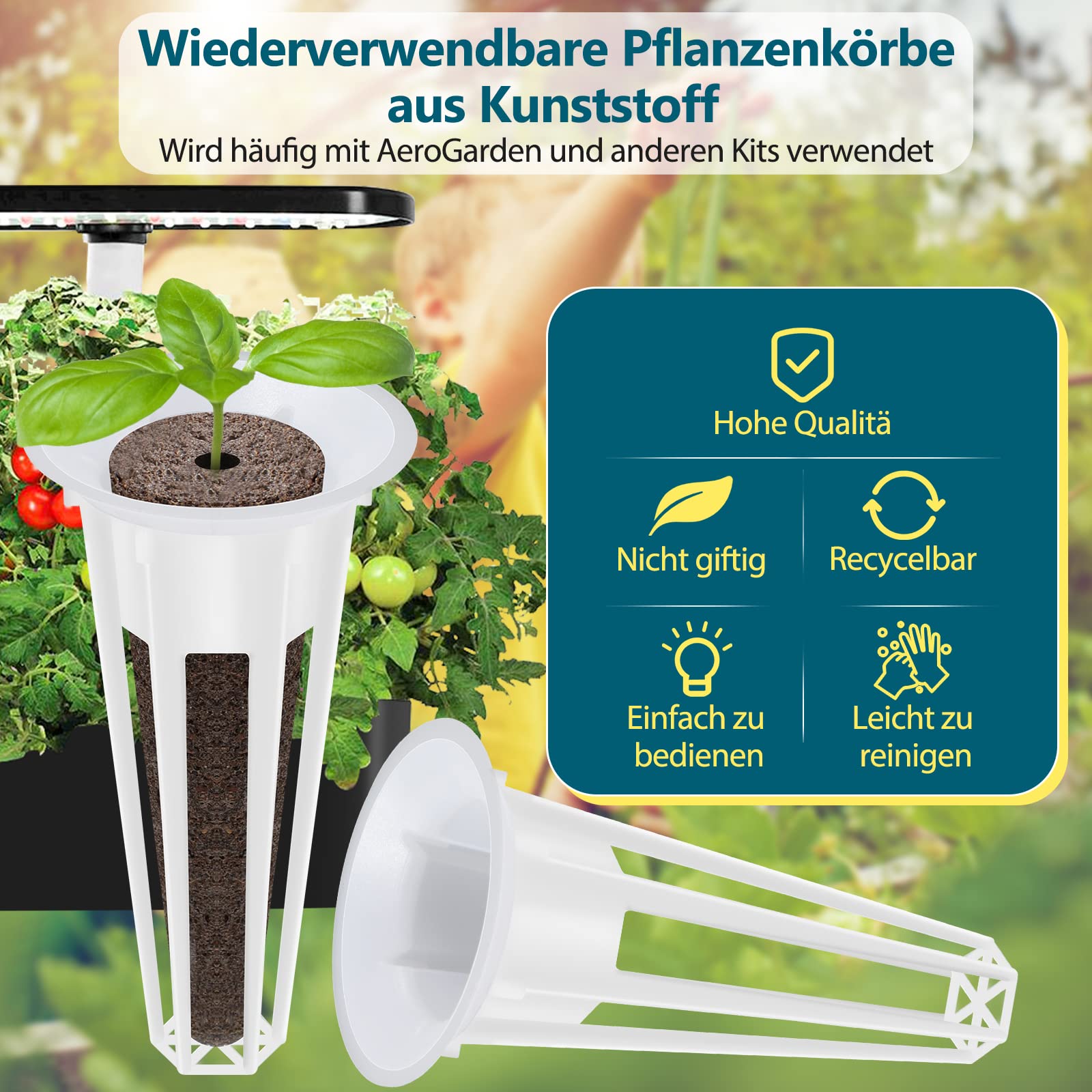 24 Stück Wachstumsschwämme mit A&B-Festnährstoff-Pflanzennahrung, Samen-Starter-Hülsen-Ersatz-Wurzelwachstumsschwämme, kompatibel mit IDOO, QYO