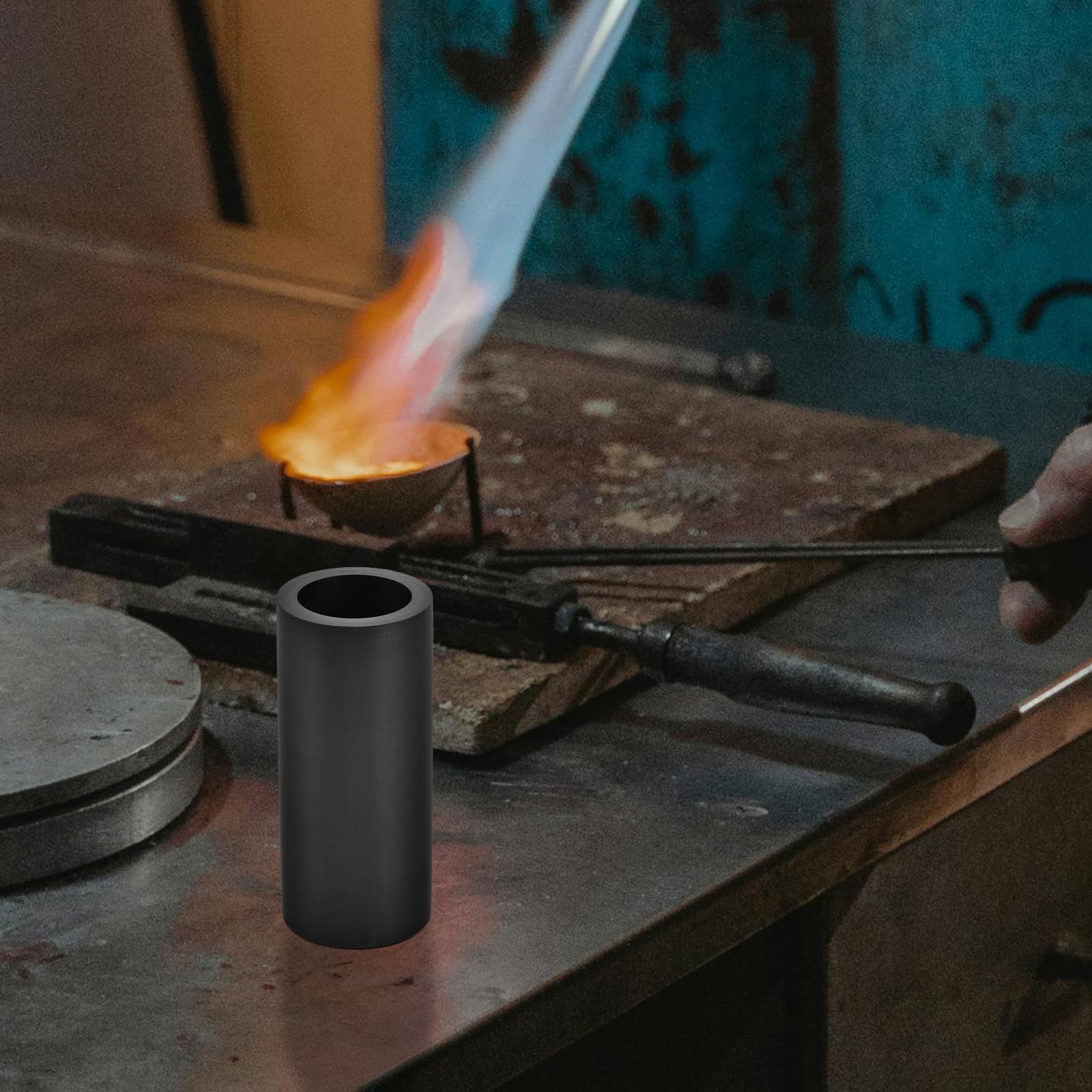 Crogiolo di Fusione in Grafite Robusto per Laboratorio Chimico, Stampo per Metalli Profondità 70 MM, per Raffinazione di Metalli Preziosi