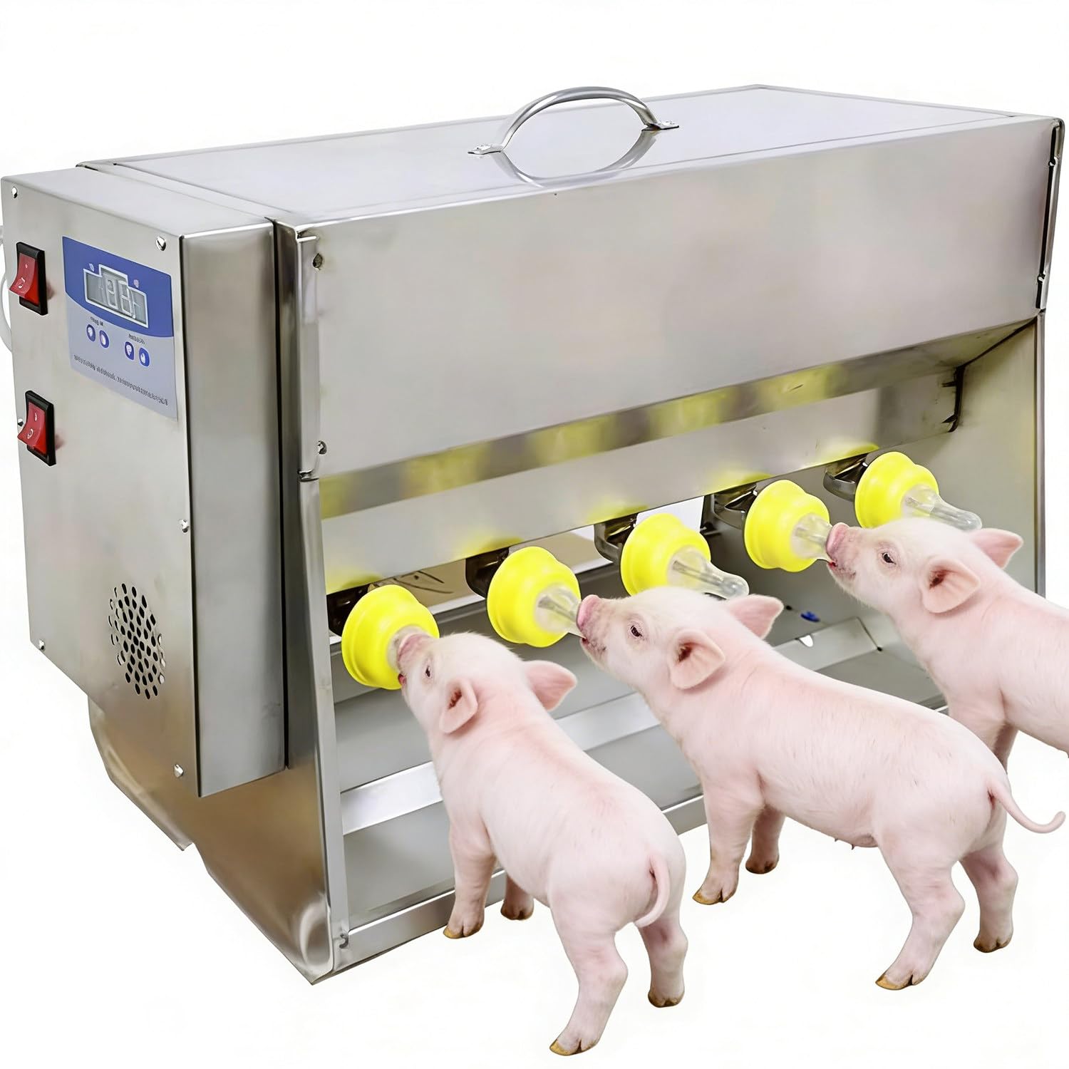 Máquina automática de alimentación de lechones, alimentador de 14 pezones de doble cara, acero inoxidable, temperatura constante, función de sonido para sembrar, 14 cabezales