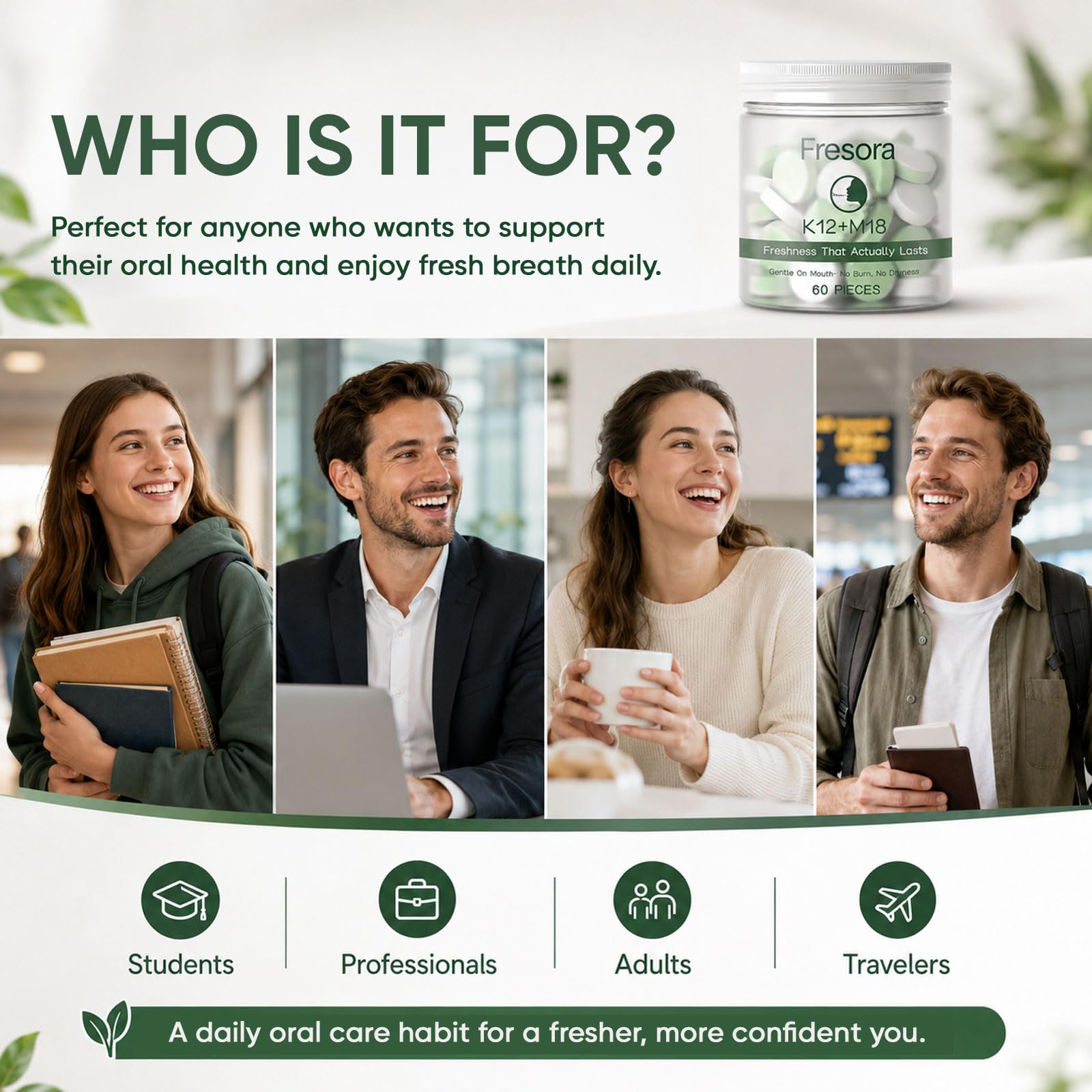 Oral Probiotics, with K12 & M18, Oral Probiotics for Mouth Bad Breath for Adults, Sugar-Free Mint Lozenges for Oral Microbiome Balance, Defends Against Bad Breath & Dental Problems, 60 Count — Amazon image 7