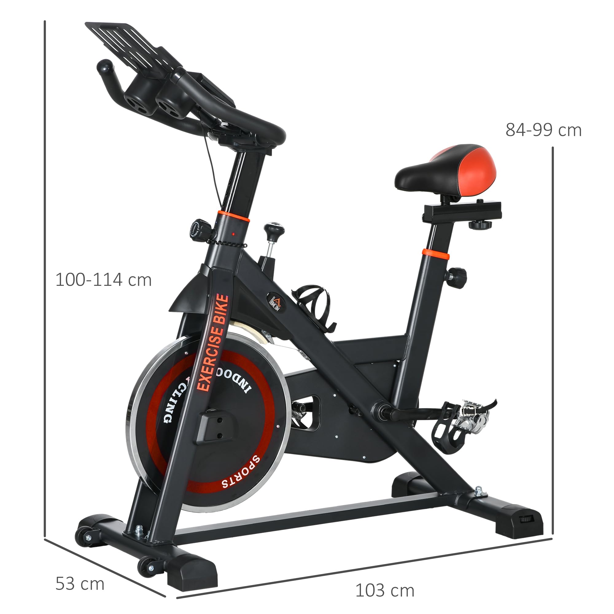 HOMCOM Bicicleta Estática con Resistencia Regulable Bici Estática Bicicleta de Fitness con Volante de Inercia 8 kg Pantalla LCD Manillar y Asiento Ajustable para Casa Gimnasio