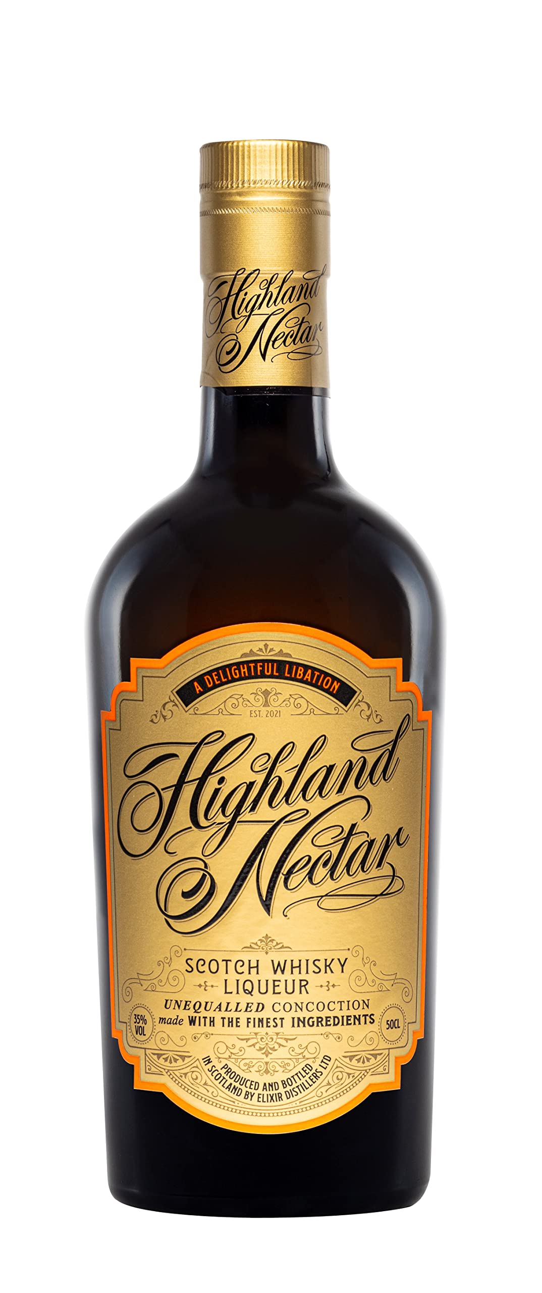 Highland Nectar Scotch Whisky Liqueur | 50 cl | 35 percent | Sherry Cask-Matured Scotch Infused With Botanicals |Notes of Ginger, Orange Zest, and Vanilla | Perfect For Gifting