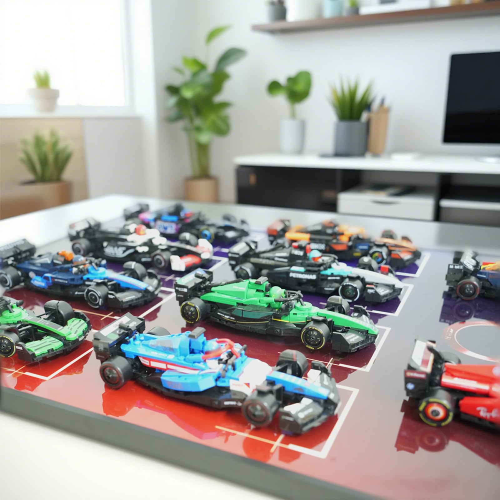 XIU F1 Display Board, Wall Mount with for Lego Speed Champions F1,Performance Race Car Building Set 77242-77251,Adult Collectibles Wall Mount, Home or Office Décor, Gradient Color (No Car Included)